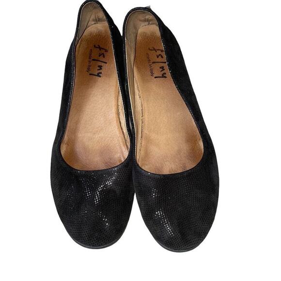 FS/NY black sparkly ballet flats SZ 11 flats slip on comfort snake print - Picture 2 of 5